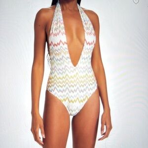 Missoni Colorful Chevron One-Piece Swimsuit 38 new with tags